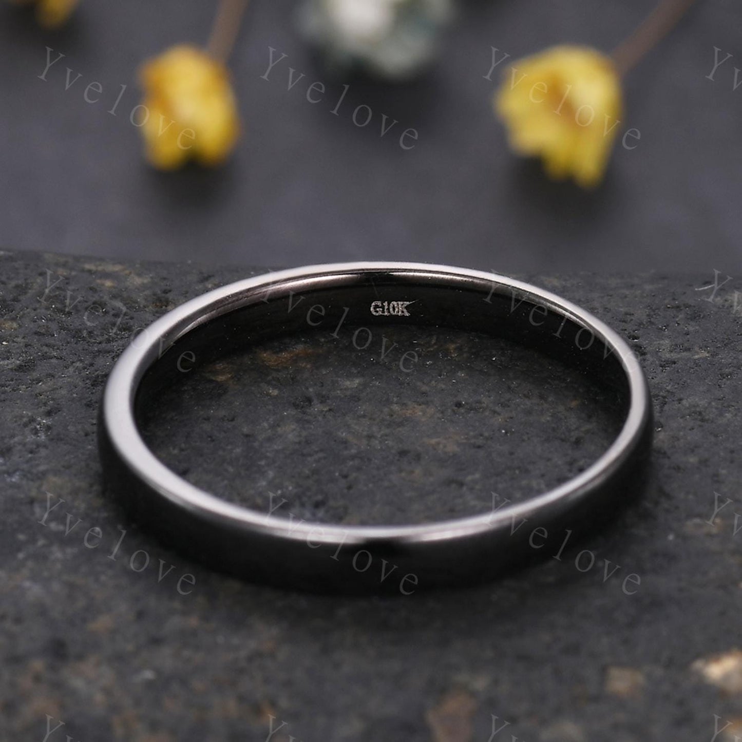 Unique Unisex Black Silver Wedding Band Smooth Finish 3mm Mens Ring Women Wedding Ring Plain Wedding Band Retro Vintage Ring Gift For Him