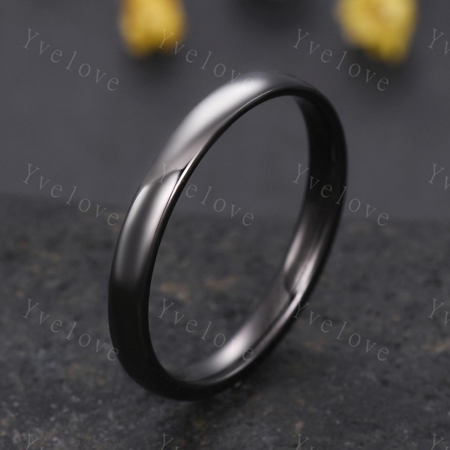 Unique Unisex Black Silver Wedding Band Smooth Finish 3mm Mens Ring Women Wedding Ring Plain Wedding Band Retro Vintage Ring Gift For Him