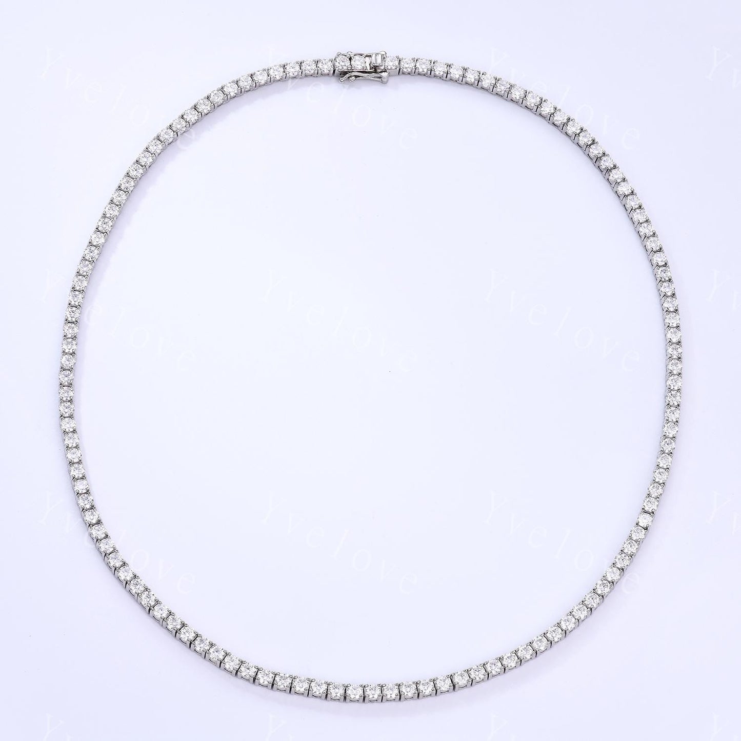 Round Moissanite Necklace,Chain Necklace,925 Sterling silver,Tennis Necklace,Minimalist Necklace,Dainty Necklace,Anniversary Gift for Her