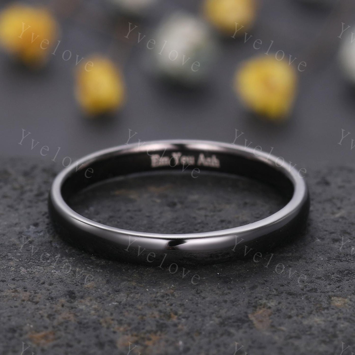 Unique Unisex Black Silver Wedding Band Smooth Finish 3mm Mens Ring Women Wedding Ring Plain Wedding Band Retro Vintage Ring Gift For Him