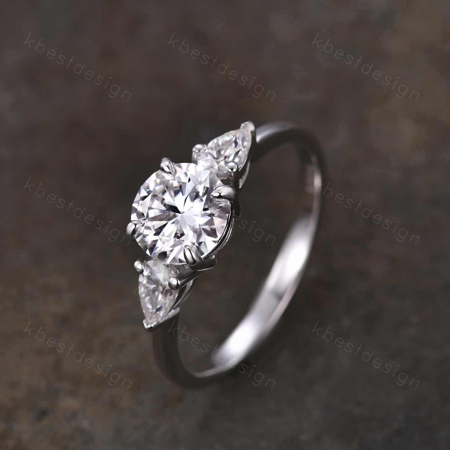 7mm round cut moissanite engagement ring 1.25ct three stone moissanite bridal Ring uniquewedding ring for women promise anniversary ring
