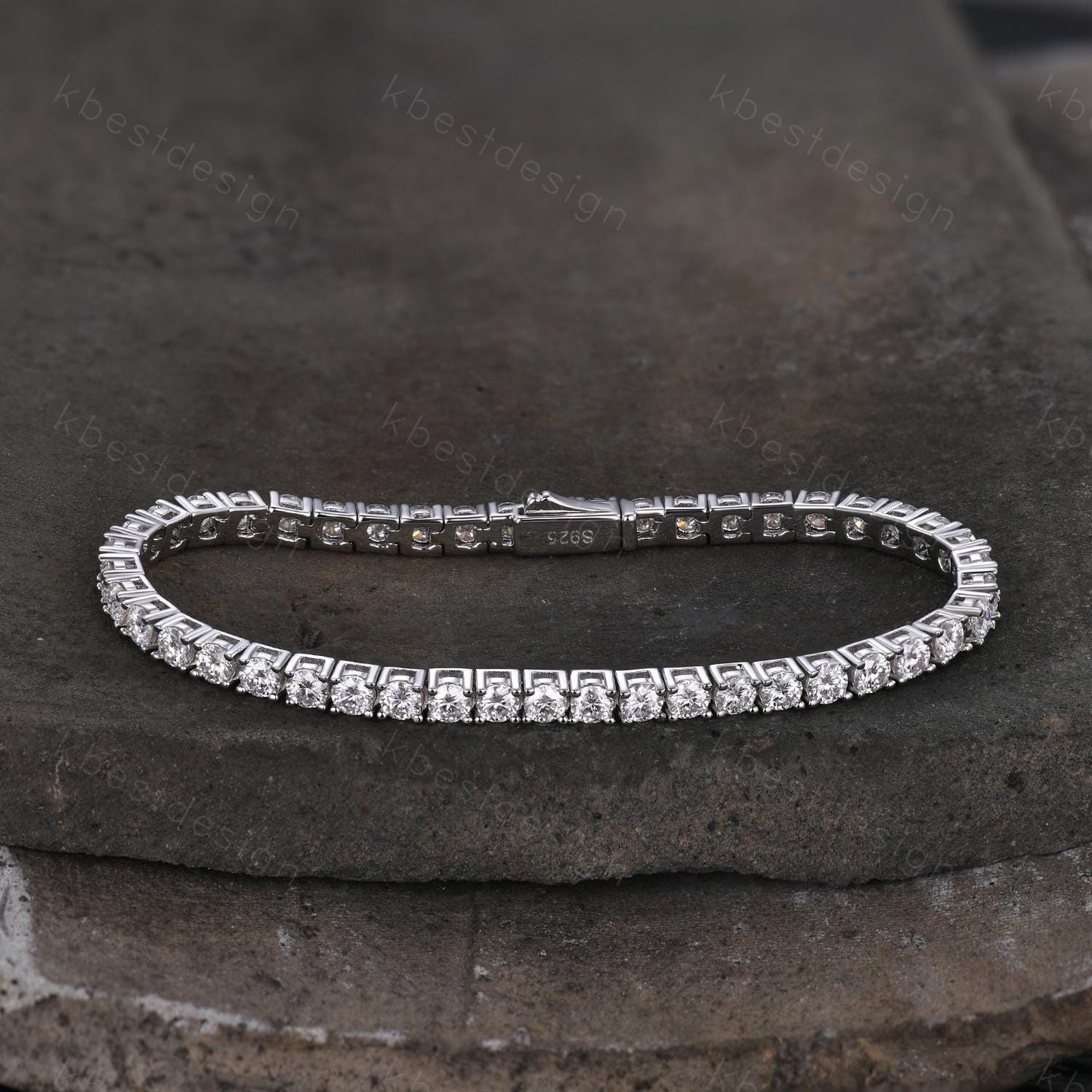 3mm Moissanite Tennis Bracelet, 6.00TCW Round Cut Bracelet for Women, Wedding Jewelry, Dainty Silver Bracelet, Sparkling Moissanite Chain