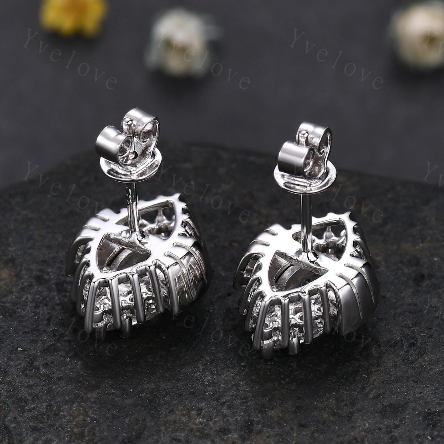 Art deco marquise lab created diamond earrings,Handmade halo earrings,CVD Diamond bridal unique studs earrings anniversary gift for her