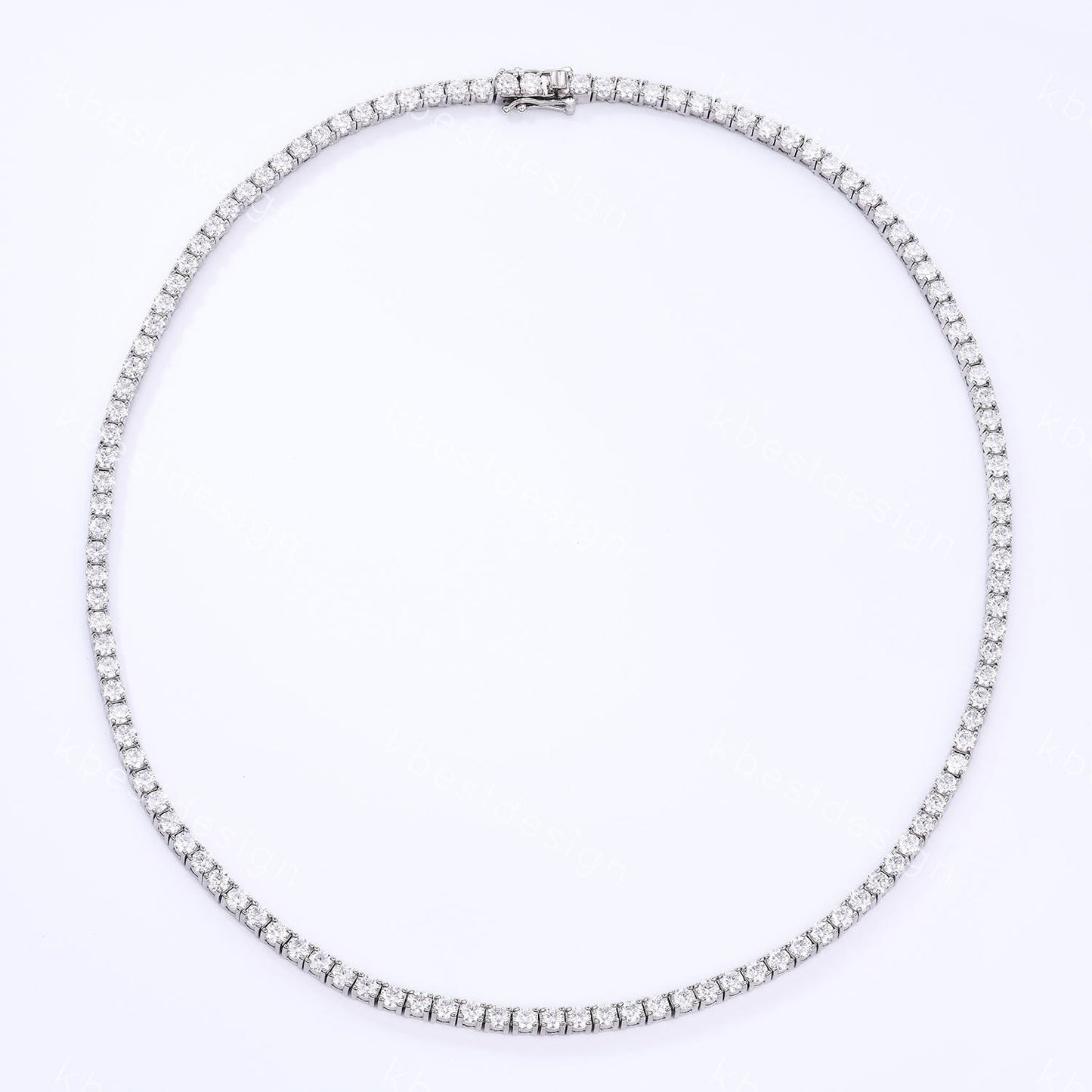 3mm Moissanite Tennis Necklace, Vintage Round Cut Necklace for Women, Wedding Jewelry, Dainty Silver Necklace, Sparkling Moissanite Chain
