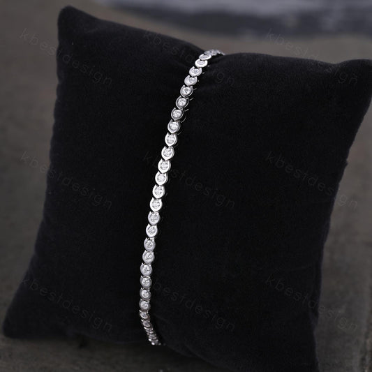 Moissanite Dainty Tennis Bracelet, 925 Silver Moissanite Bracelet, Moissanite Chain Bracelet, Minimalist Bracelet, Maid of Honor Gift