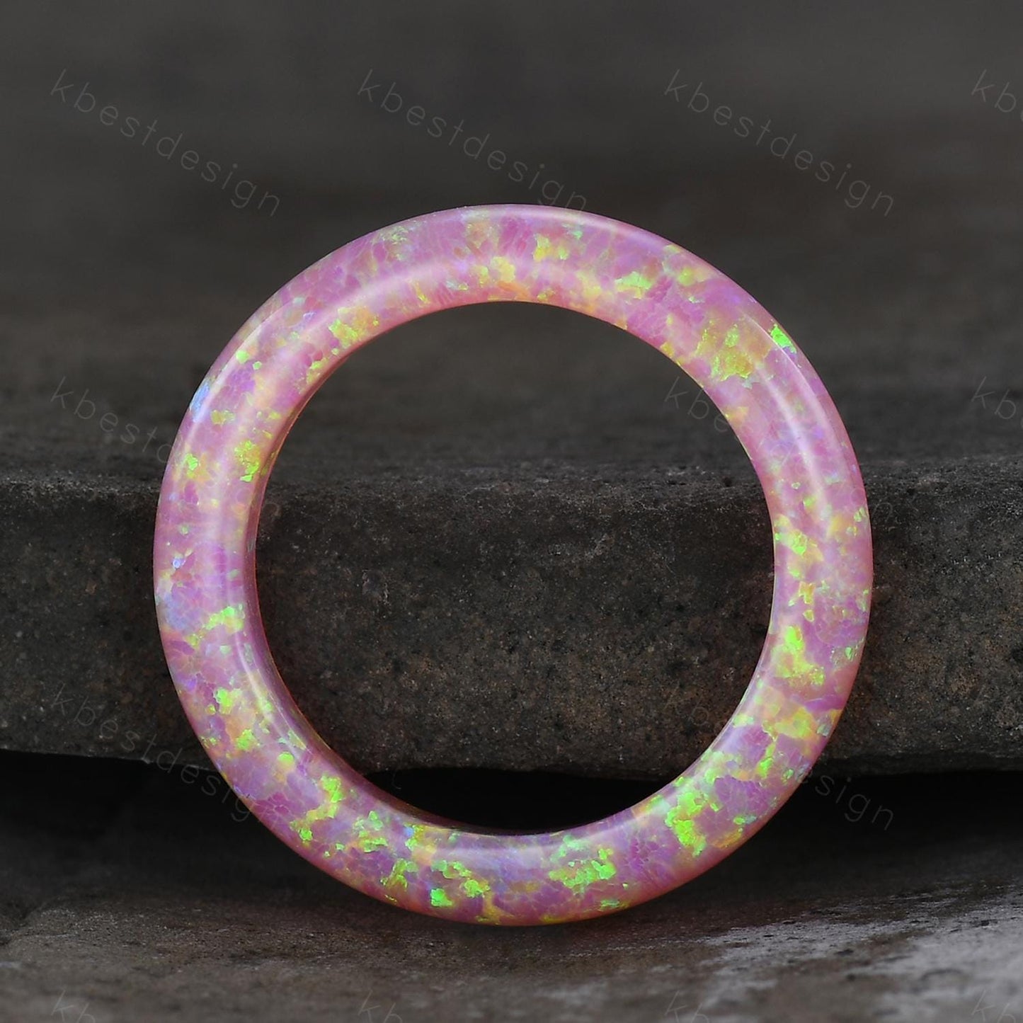 Minimalist pink fire opal wedding band 4mm comfort fit wedding band solitaire pink opal wedding ring band gift for women pink gemstone ring