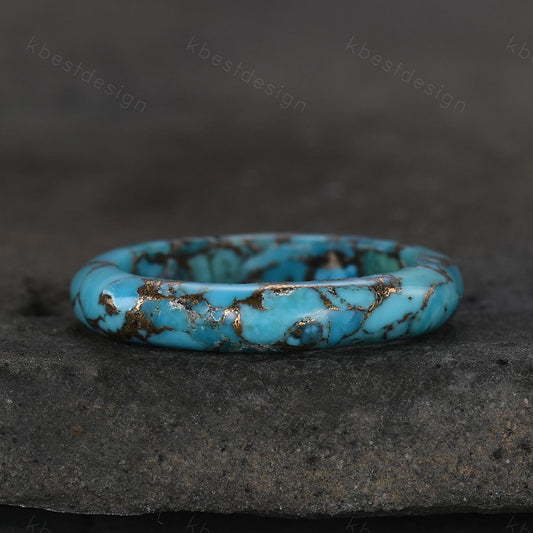 4mm turquoise wedding band antique eternity blue turquoise ring for women minimalist stacking band vintage engagement ring retro jewelry