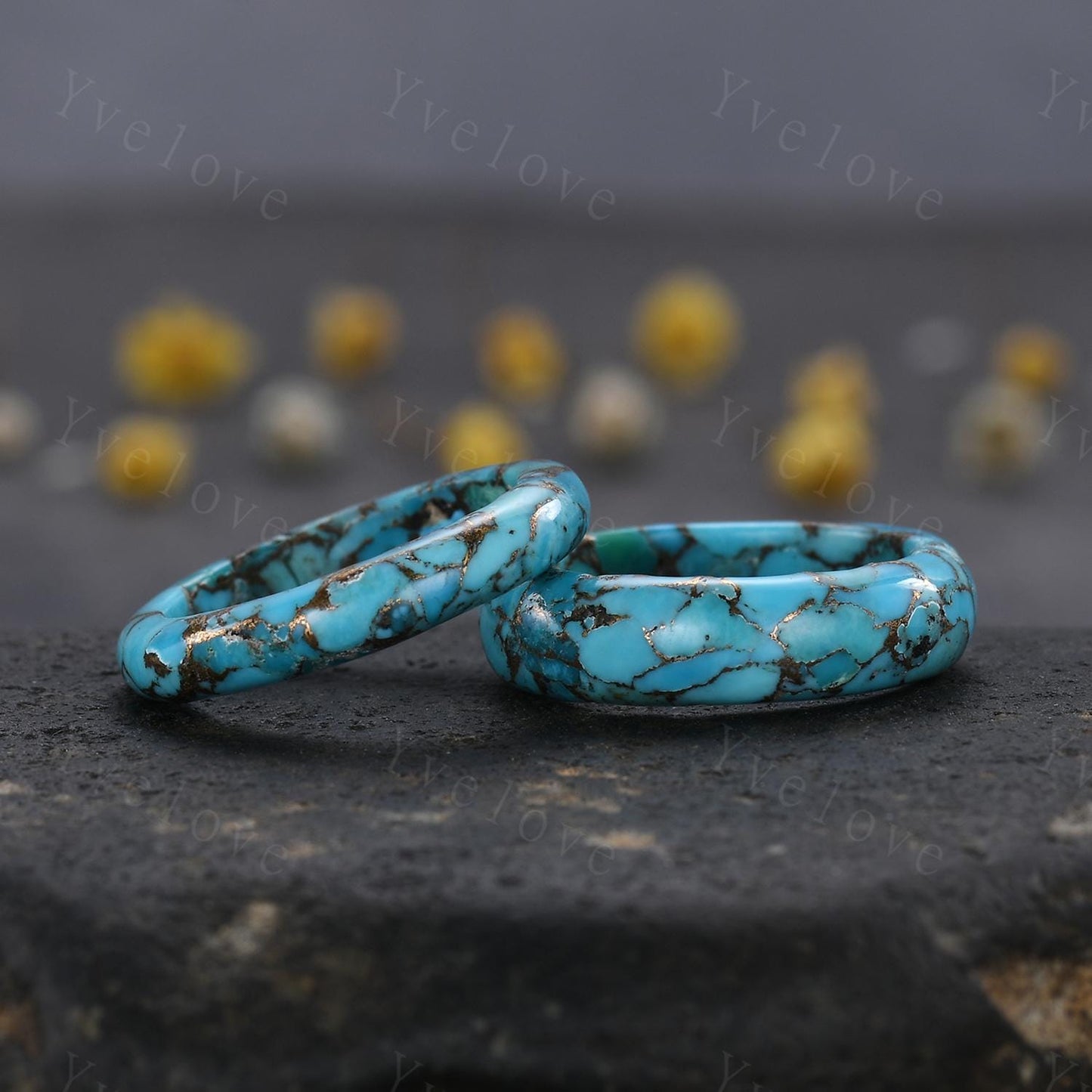Vintage Blue turquoise wedding band mens turquoise engagement ring full eternity women December birthstone wedding ring gift for him her