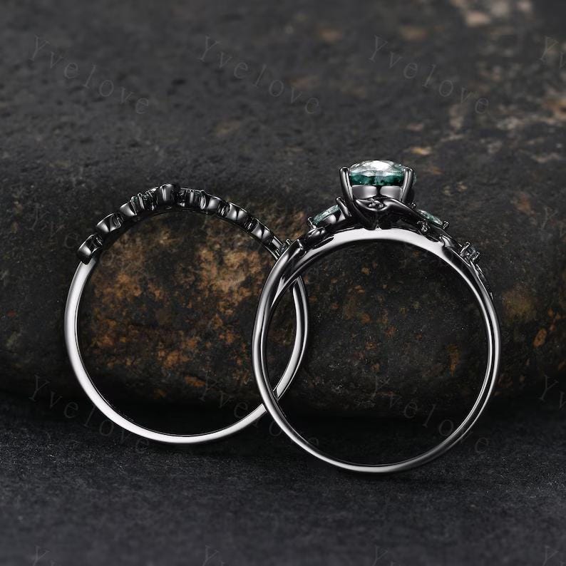 Firework Cut Alexandrite Engagement ring 14K Rose Gold Leaf Nature Inspired Bridal Sets Promise Ring Purple Gems Ring Jewelry gifts for her