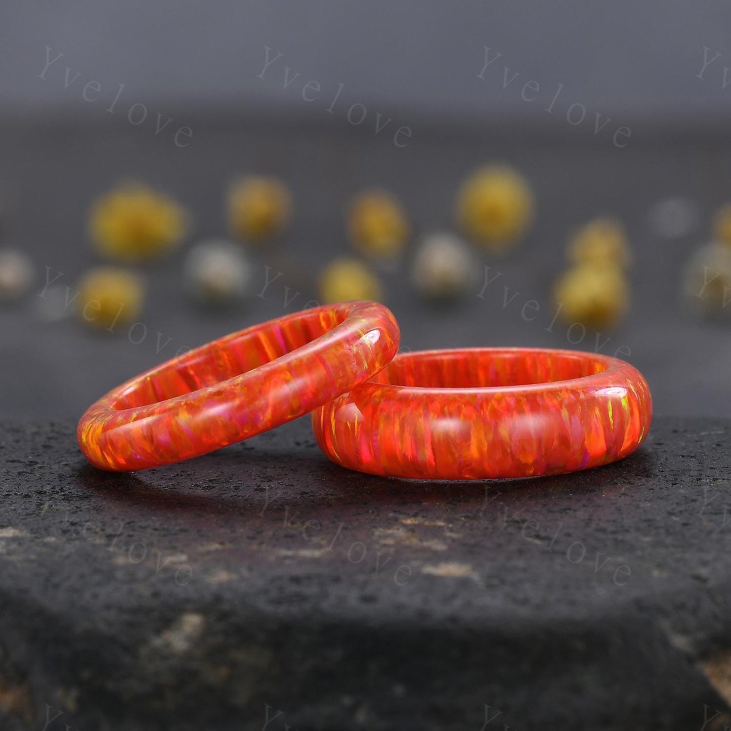 Unique Orange opal wedding band mens opal engagement ring full eternity women October birthstone anniversary ring gift for him her