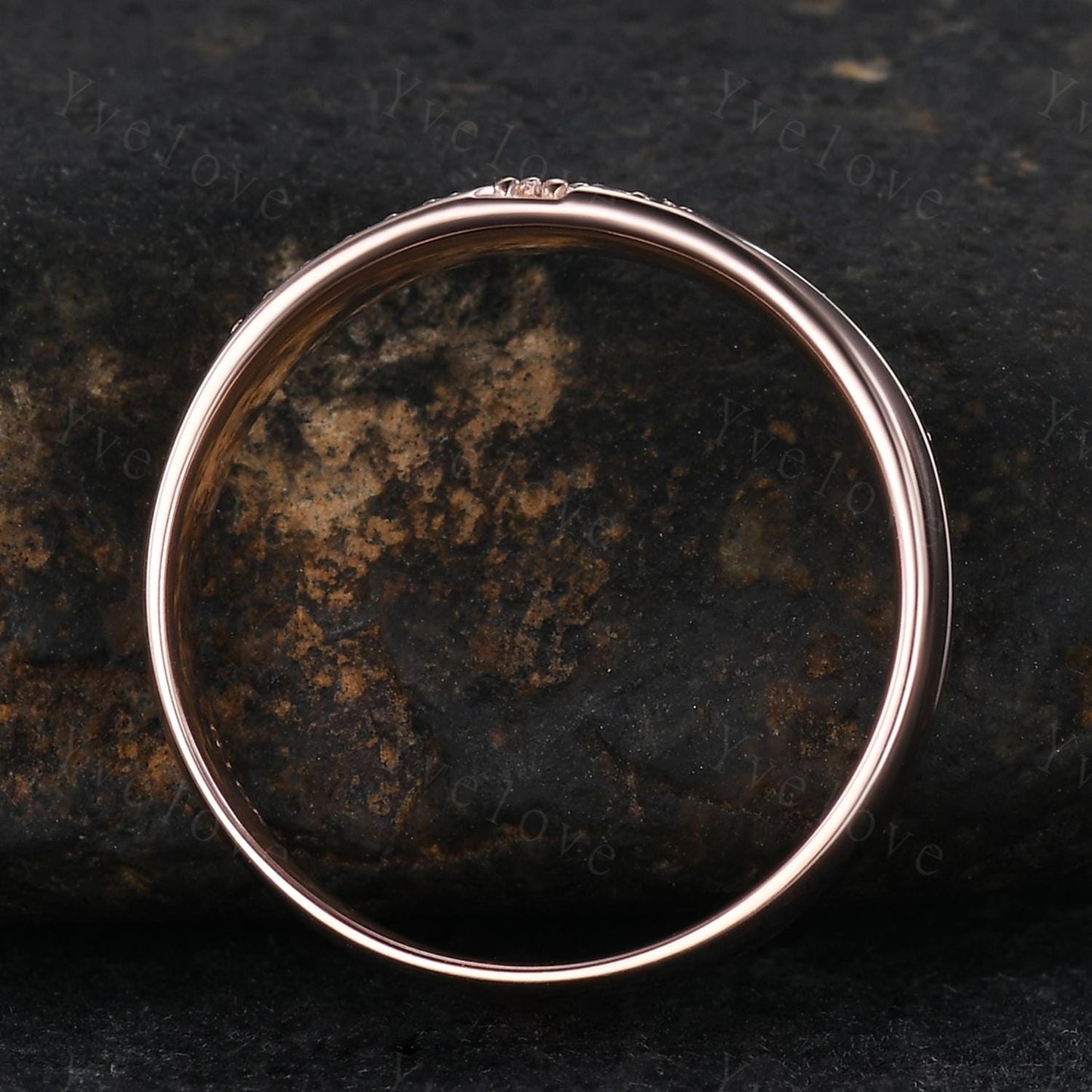 Mens Real Diamond Ring Solid 14k Rose Gold,5mm Moissanite Wedding Band,Comfort Fit Black Diamond Wedding Band,Anniversary Gift Promise Ring