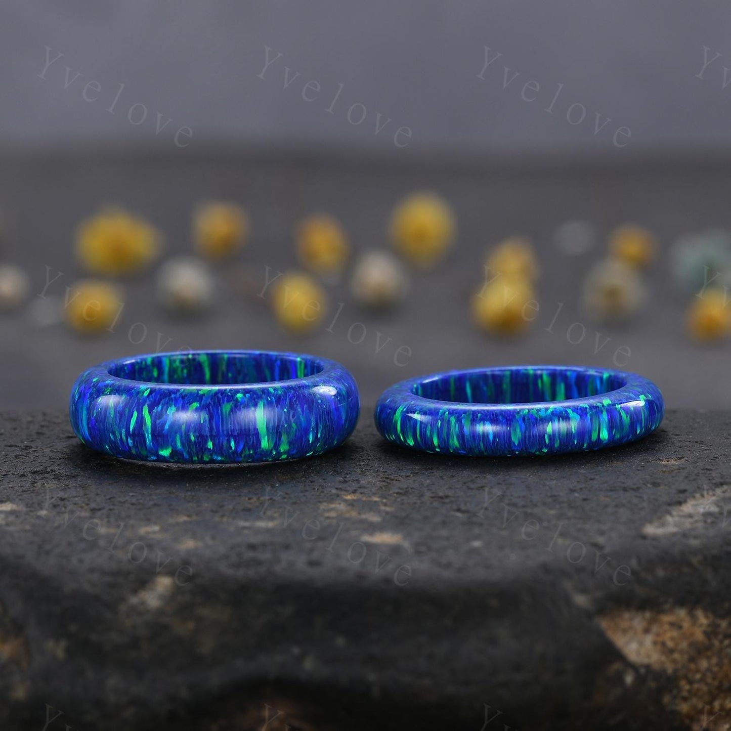 Unique peacock blue opal wedding band mens opal engagement ring full eternity women October birthstone anniversary ring gift for him her
