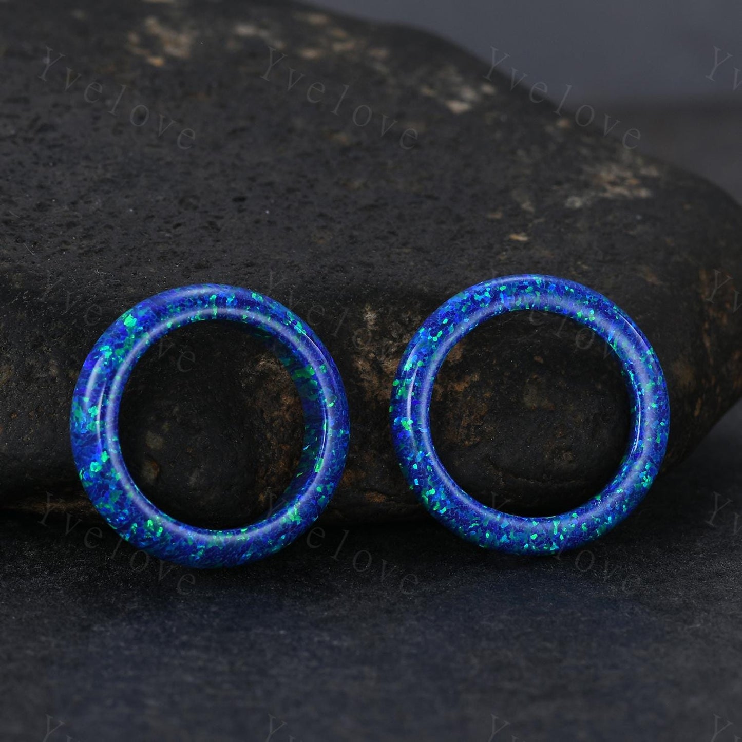 Unique peacock blue opal wedding band mens opal engagement ring full eternity women October birthstone anniversary ring gift for him her