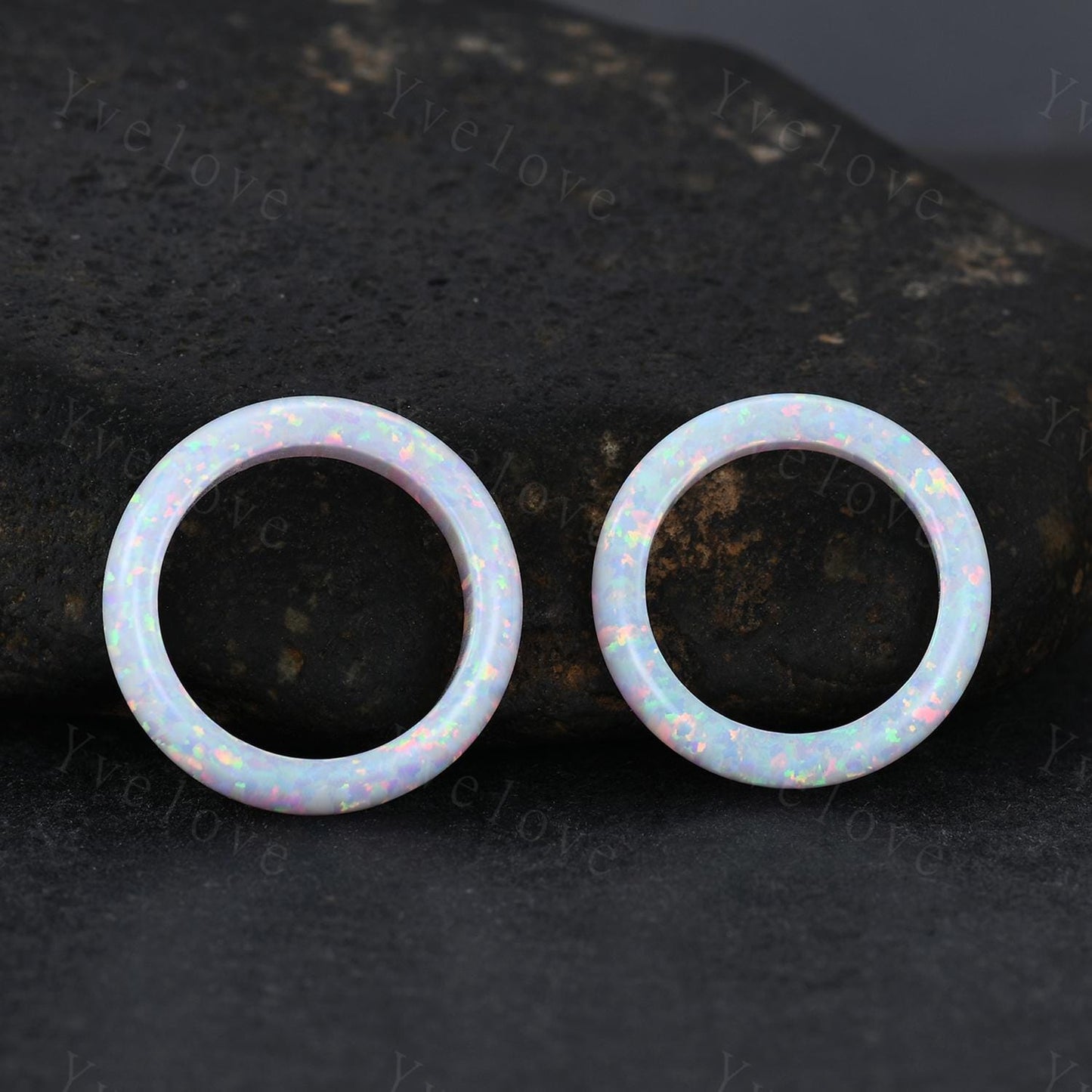 Unique white opal wedding band mens fire opal engagement ring full eternity dainty women October birthstone wedding ring gift for him her