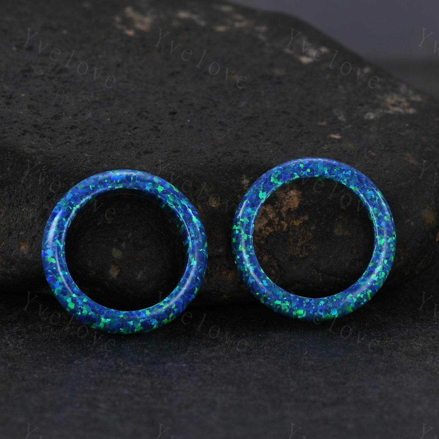 Unique black opal wedding band mens blue fire opal engagement ring full eternity women October birthstone wedding ring gift for him her