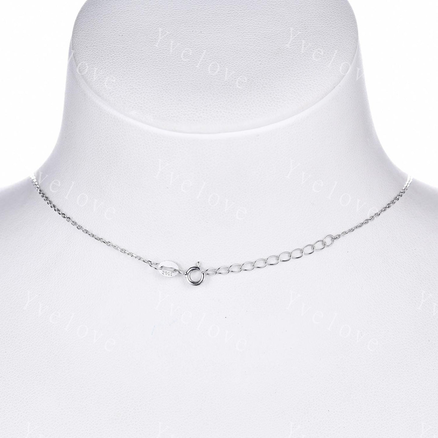 Art Deco round cut blue sandstone necklace solid 18k white gold cluster moon diamond pendant blue gemstone promise necklace anniversary gift
