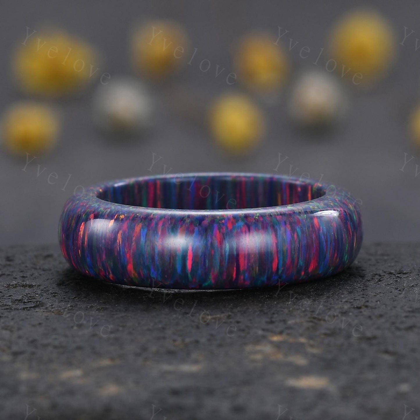 Unique Purple opal wedding band mens opal engagement ring full eternity women October birthstone wedding band promise ring couple ring set