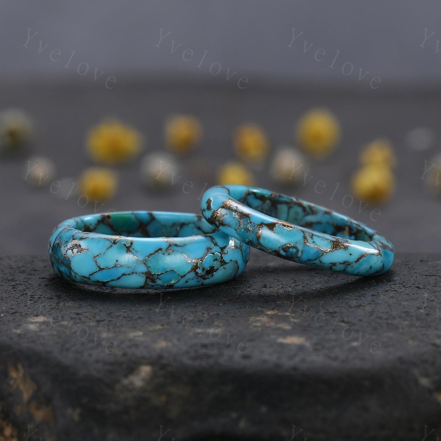 Vintage Blue turquoise wedding band mens turquoise engagement ring full eternity women December birthstone wedding ring gift for him her