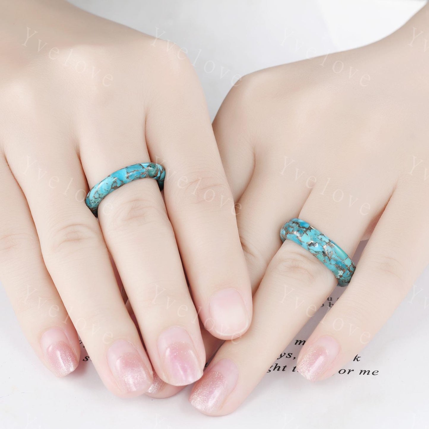 Vintage Blue turquoise wedding band mens turquoise engagement ring full eternity women December birthstone wedding ring gift for him her