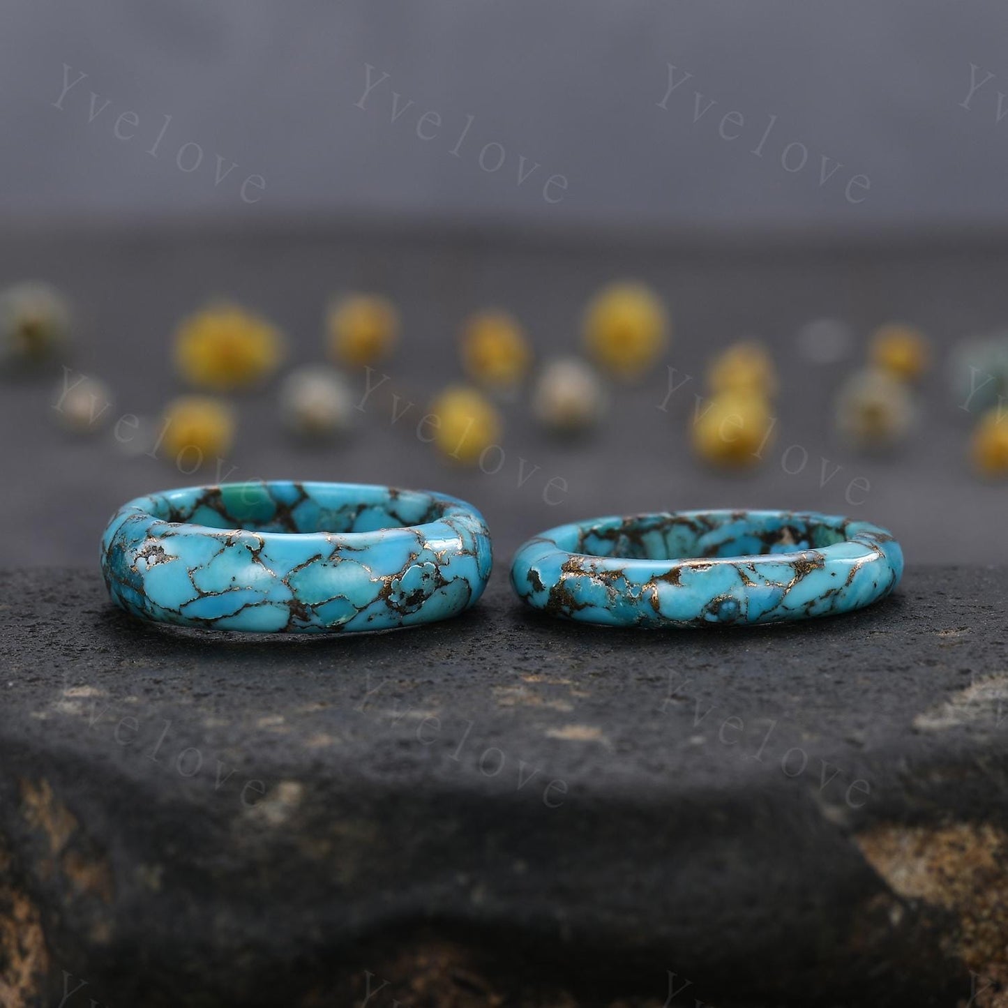 Vintage Blue turquoise wedding band mens turquoise engagement ring full eternity women December birthstone wedding ring gift for him her