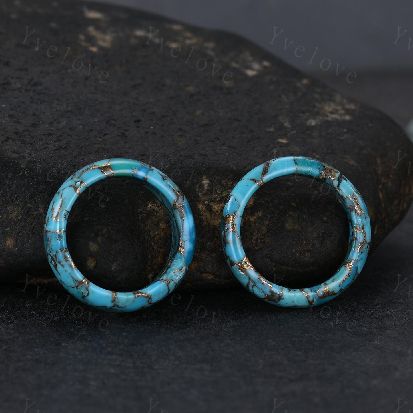 Vintage Blue turquoise wedding band mens turquoise engagement ring full eternity women December birthstone wedding ring gift for him her