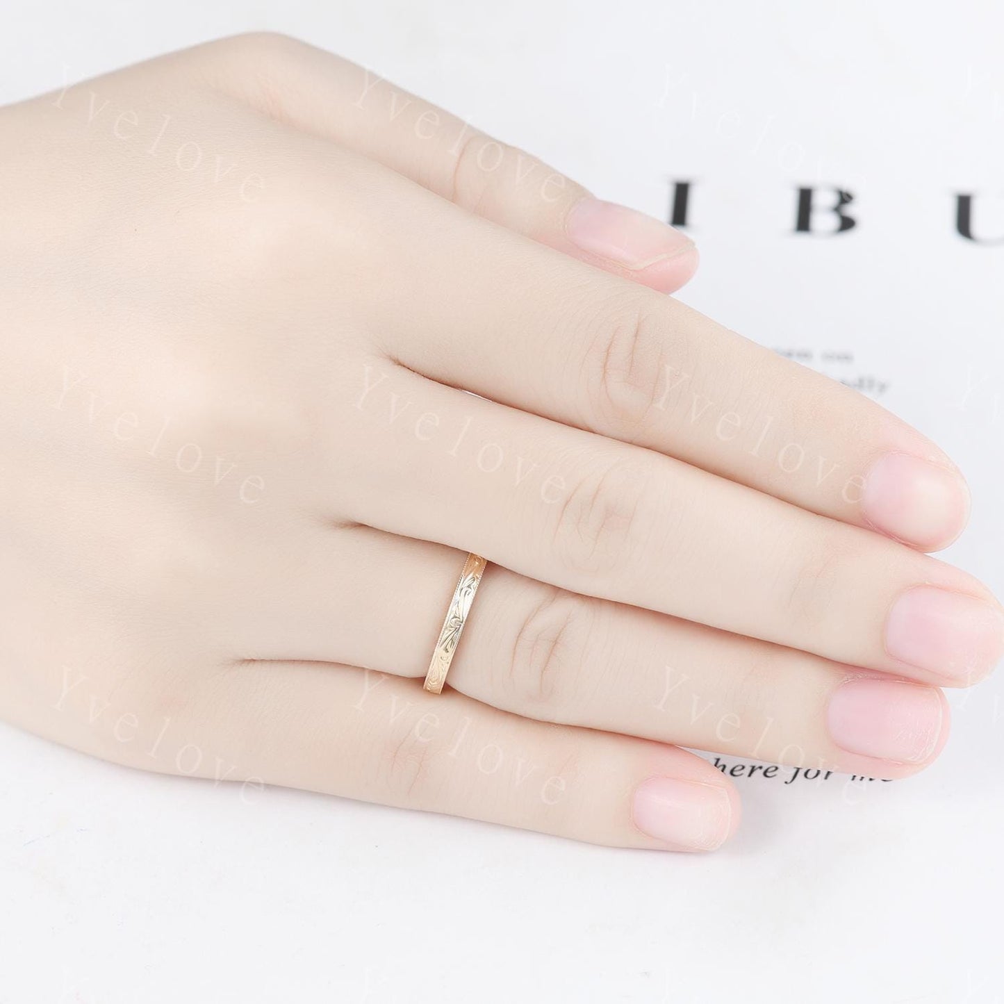 Unique Two tone band,yellow gold and white gold,14k Plain Gold Ring,Filigree Floral Design,Wedding Ring,Engagement Ring,Retro Vintage Ring