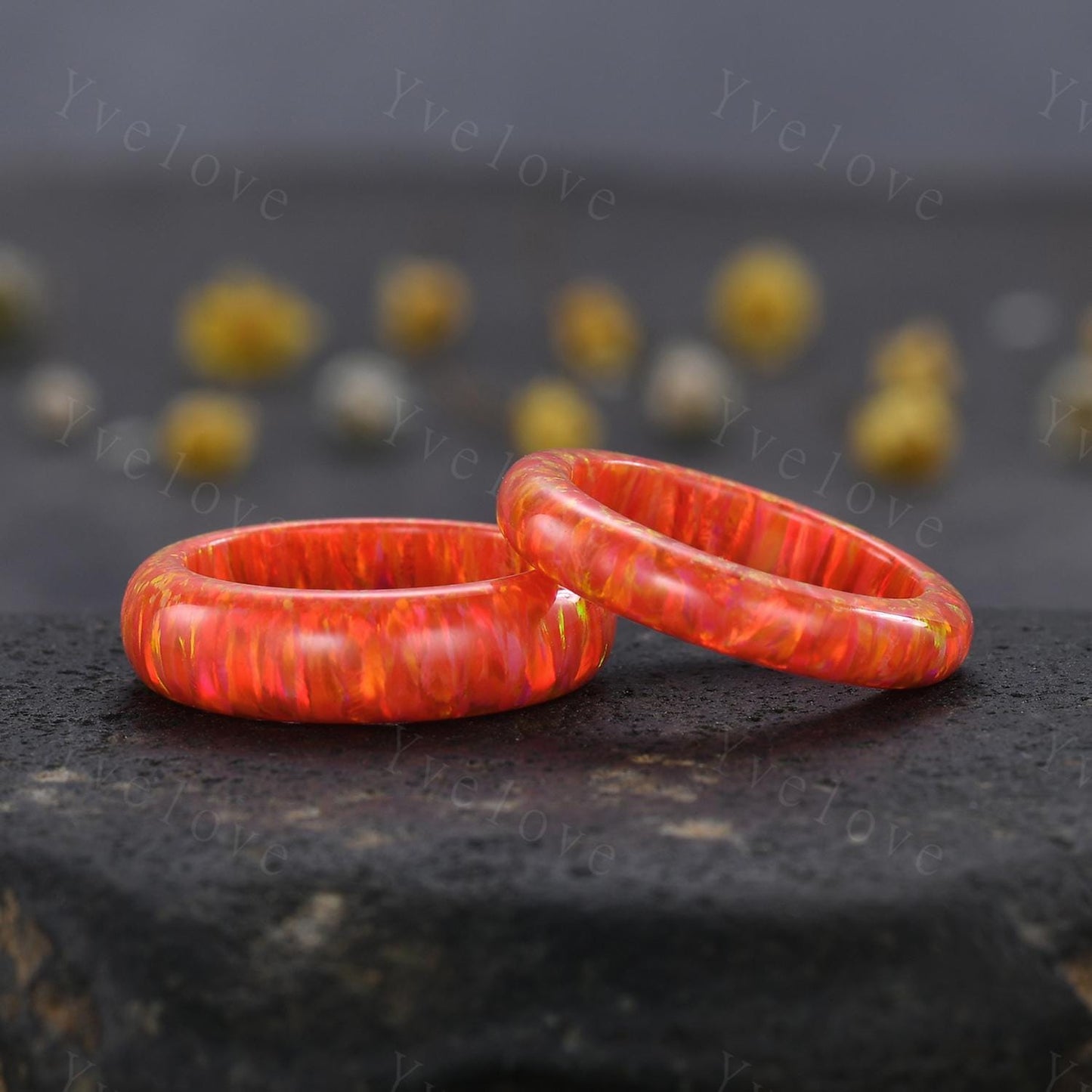 Unique Orange opal wedding band mens opal engagement ring full eternity women October birthstone anniversary ring gift for him her