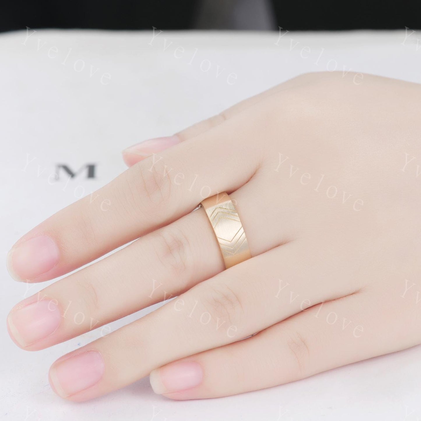 7mm Solid Gold Mens Sculpture Wedding Band Mens Engagement Ring Brushed Finish Band Mens Engrave Stacking Matching Band His Wedding band