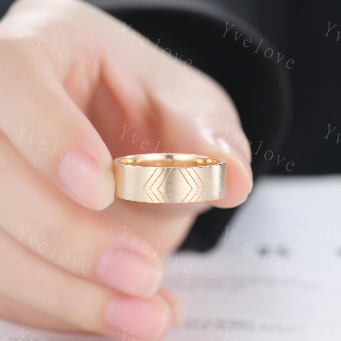 7mm Solid Gold Mens Sculpture Wedding Band Mens Engagement Ring Brushed Finish Band Mens Engrave Stacking Matching Band His Wedding band