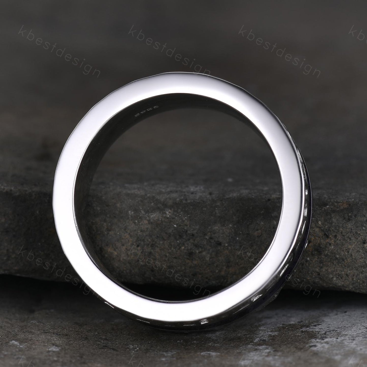 Mens Purple Enamel Wedding Band Unique Eternity Wedding Ring 925 Sterling Silver Ring Mens Hammered Stacking Matching Band Personalized Gift