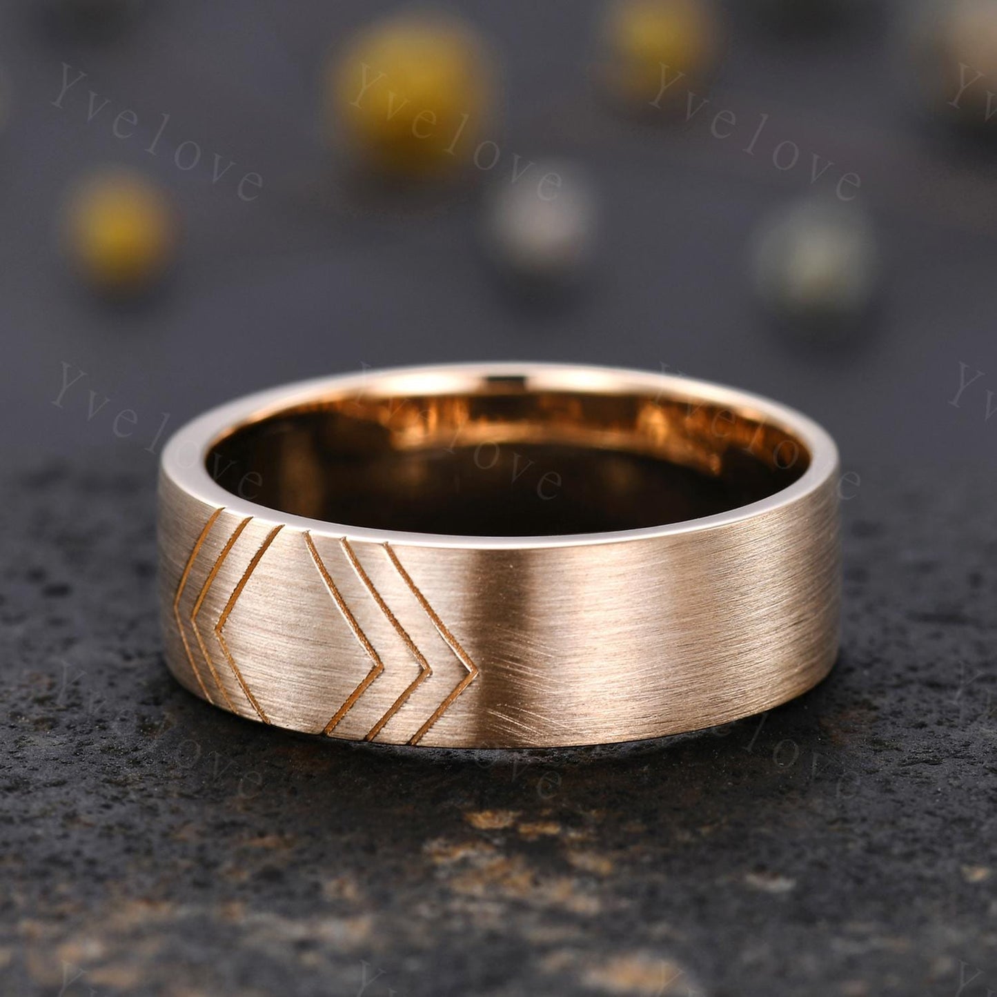 7mm Solid Gold Mens Sculpture Wedding Band Mens Engagement Ring Brushed Finish Band Mens Engrave Stacking Matching Band His Wedding band