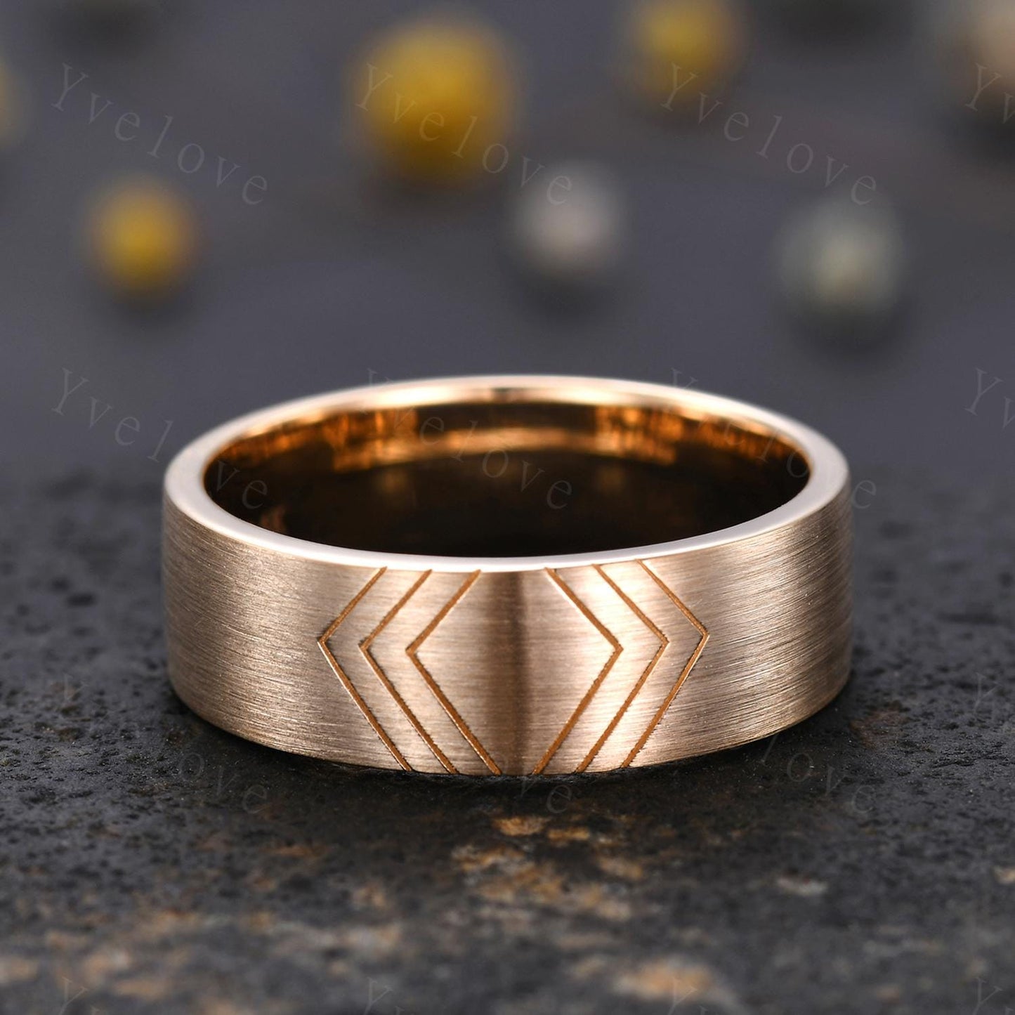 7mm Solid Gold Mens Sculpture Wedding Band Mens Engagement Ring Brushed Finish Band Mens Engrave Stacking Matching Band His Wedding band